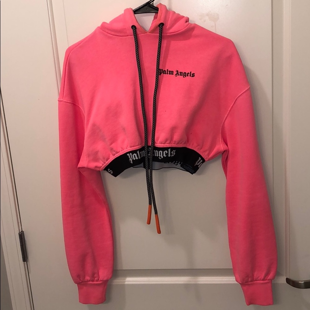 Palm Angels Pink Cropped Basic Hoodie
